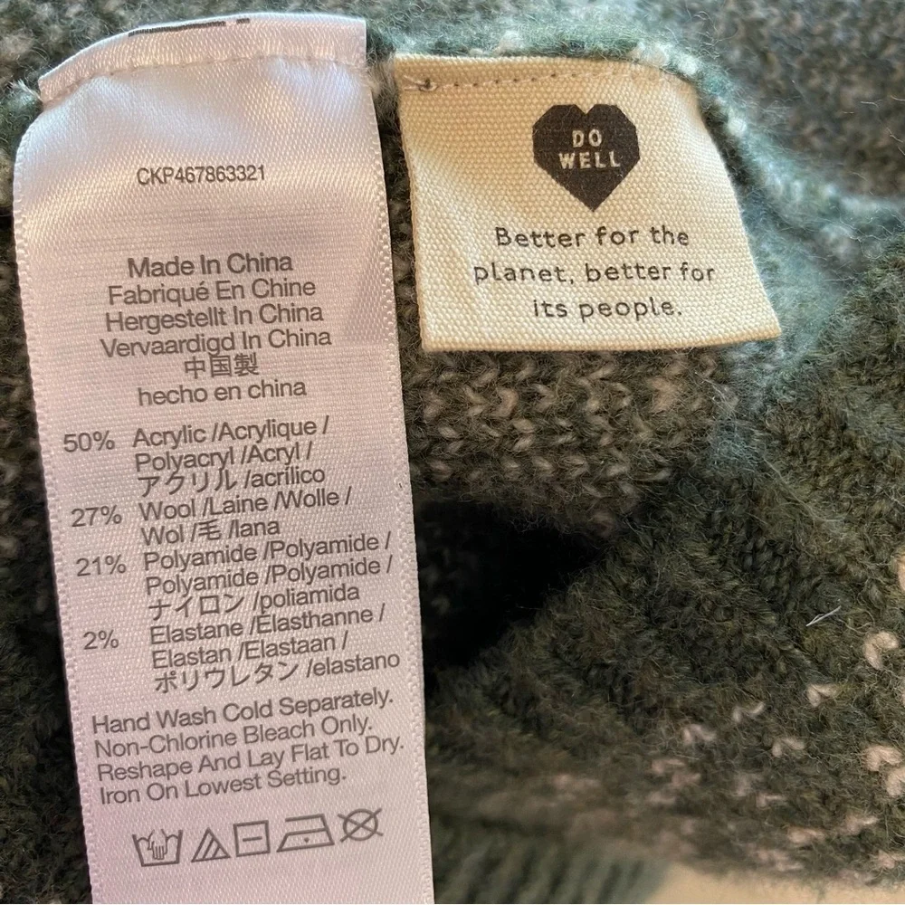 Madewell Womens Oversized Turtleneck Sweater Dress in Geo Print Green,‎ size XS - Picture 10 of 13